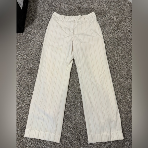 LOFT Pants - Ann Taylor LOFT Striped Cream Wide-Leg Pants